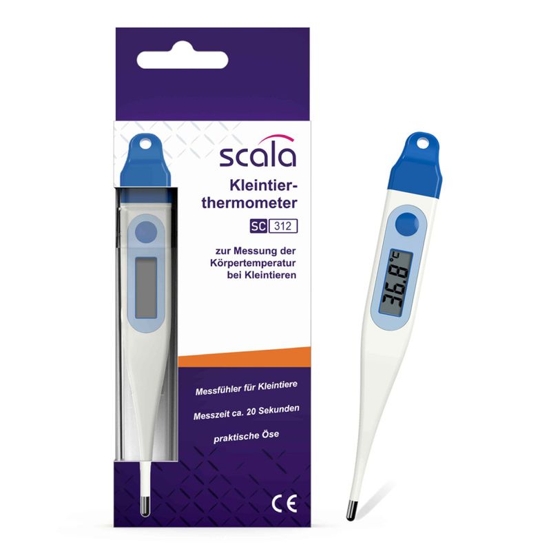 Febertermometer digital veterinär snöre blå Scala SC 312